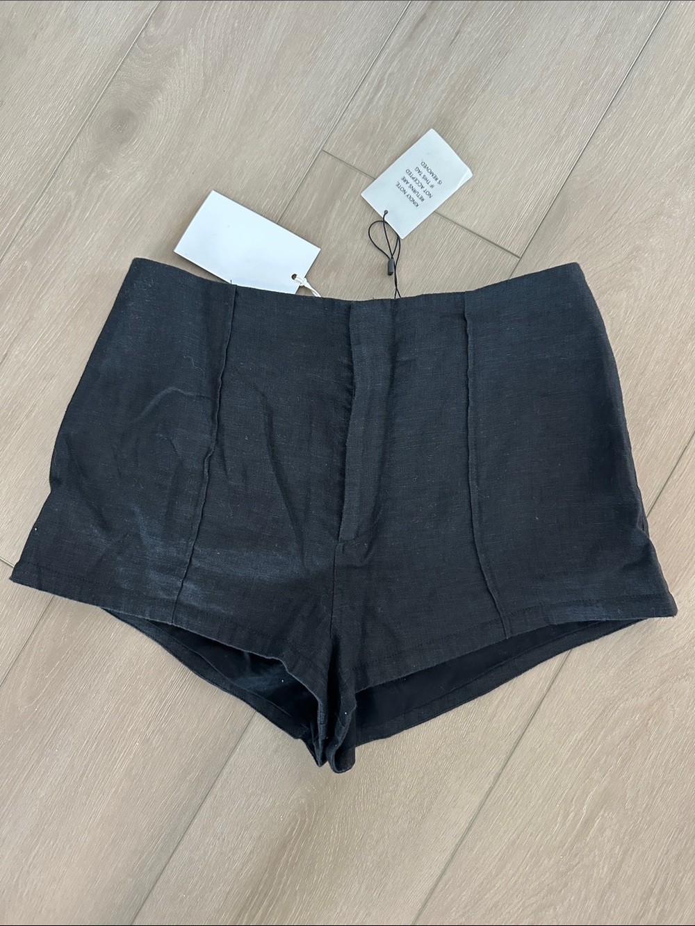 Helsa High-Waist Black Linen-Blend micro linen Shorts - Tailored Fit, NWT